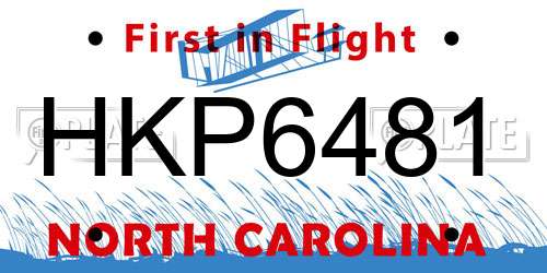 HKP6481 North Carolina License Plate