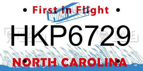 HKP6729 North Carolina License Plate