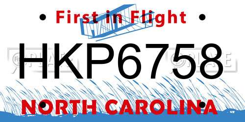 HKP6758 North Carolina License Plate