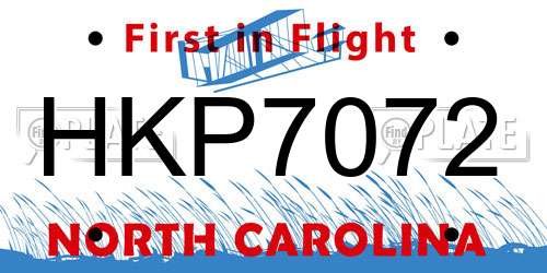 HKP7072 North Carolina License Plate