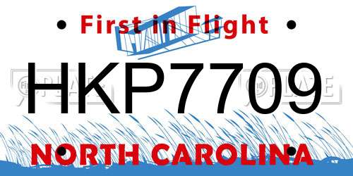 HKP7709 North Carolina License Plate
