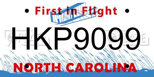 HKP9099 North Carolina License Plate