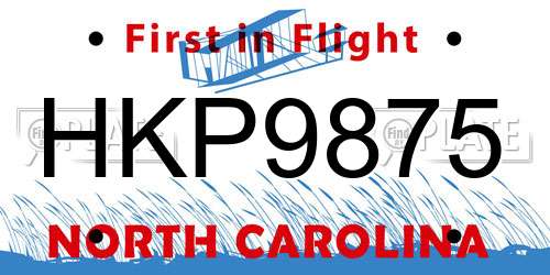 HKP9875 North Carolina License Plate