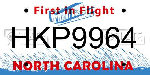HKP9964 North Carolina License Plate