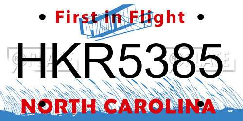 HKR5385 North Carolina License Plate