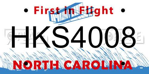 HKS4008 North Carolina License Plate