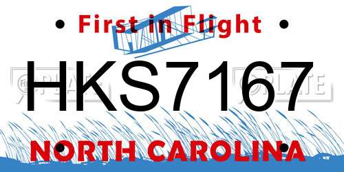 HKS7167 North Carolina License Plate