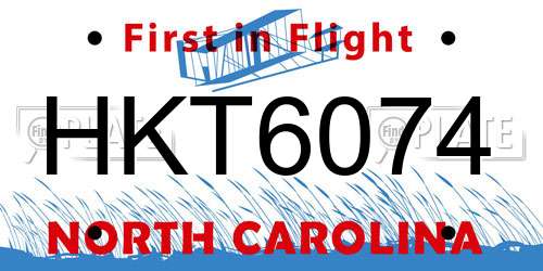 HKT6074 North Carolina License Plate