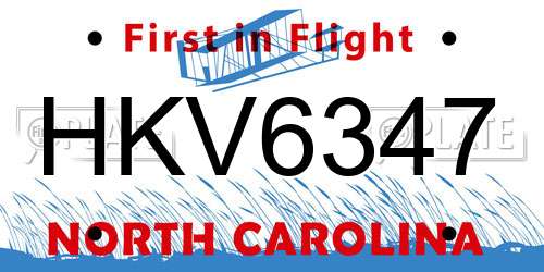 HKV6347 North Carolina License Plate