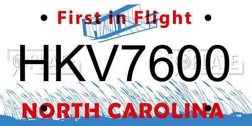 HKV7600 North Carolina License Plate
