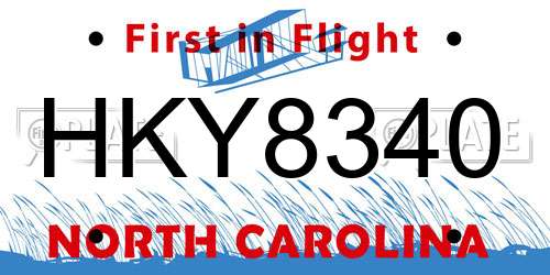 HKY8340 North Carolina License Plate