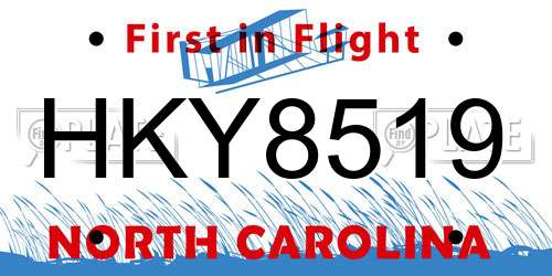 HKY8519 North Carolina License Plate