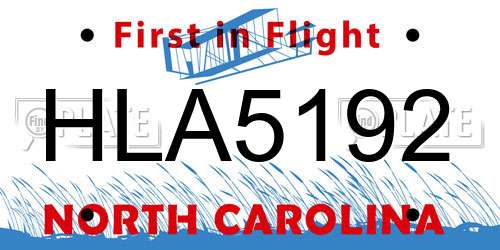 HLA5192 North Carolina License Plate