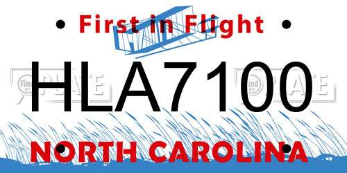 HLA7100 North Carolina License Plate
