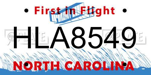 HLA8549 North Carolina License Plate