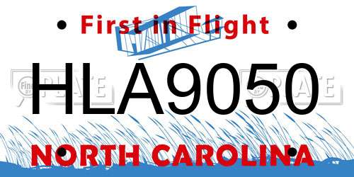 HLA9050 North Carolina License Plate