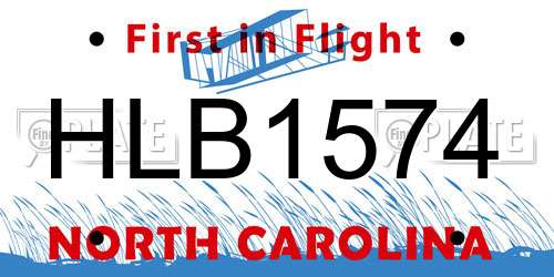 HLB1574 North Carolina License Plate