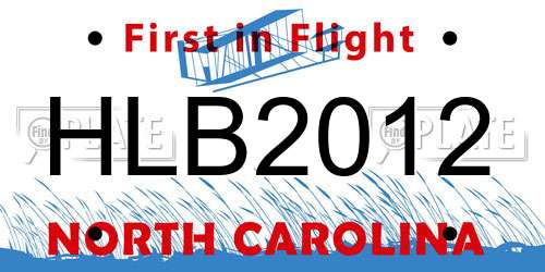HLB2012 North Carolina License Plate
