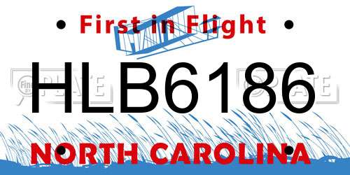 HLB6186 North Carolina License Plate