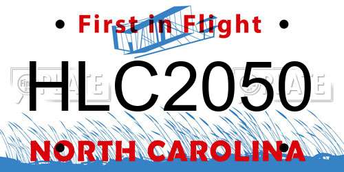 HLC2050 North Carolina License Plate