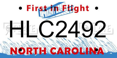 HLC2492 North Carolina License Plate