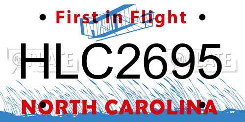 HLC2695 North Carolina License Plate