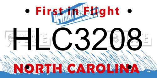 HLC3208 North Carolina License Plate