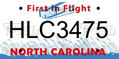 HLC3475 North Carolina License Plate
