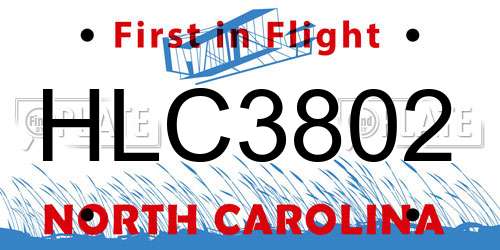 HLC3802 North Carolina License Plate