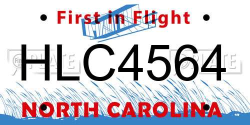 HLC4564 North Carolina License Plate