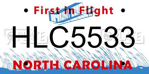 HLC5533 North Carolina License Plate