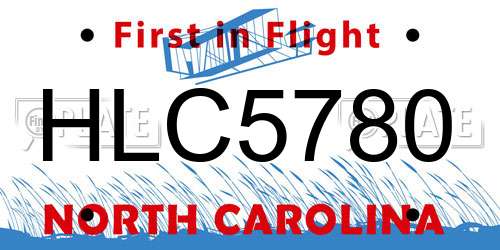 HLC5780 North Carolina License Plate