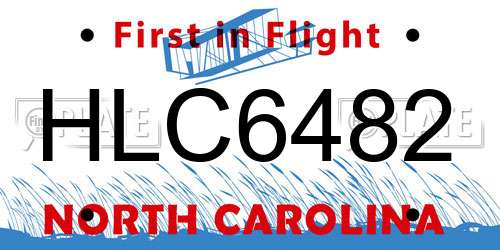 HLC6482 North Carolina License Plate