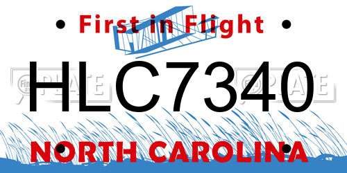 HLC7340 North Carolina License Plate