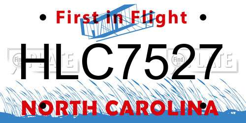 HLC7527 North Carolina License Plate