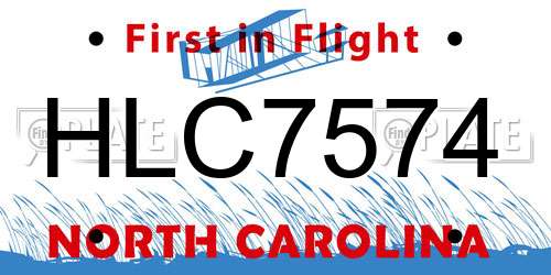 HLC7574 North Carolina License Plate