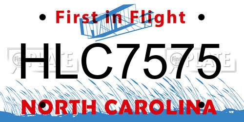 HLC7575 North Carolina License Plate