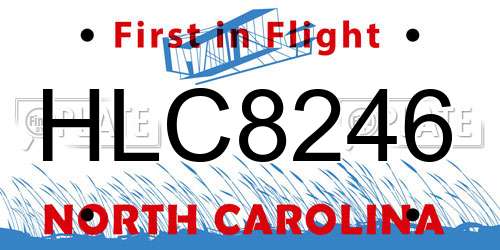 HLC8246 North Carolina License Plate