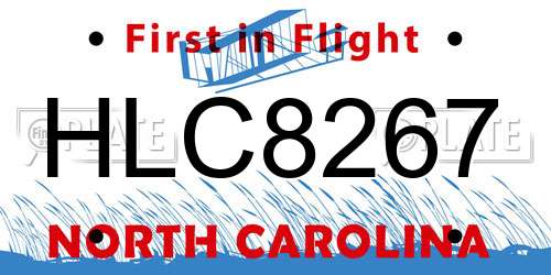 HLC8267 North Carolina License Plate