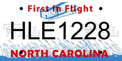HLE1228 North Carolina License Plate