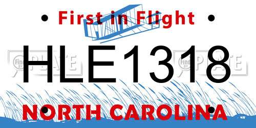 HLE1318 North Carolina License Plate