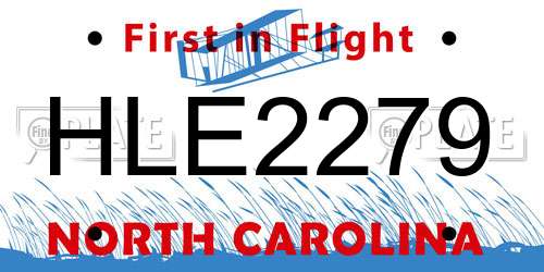 HLE2279 North Carolina License Plate