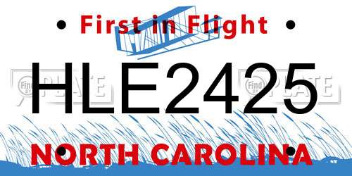 HLE2425 North Carolina License Plate