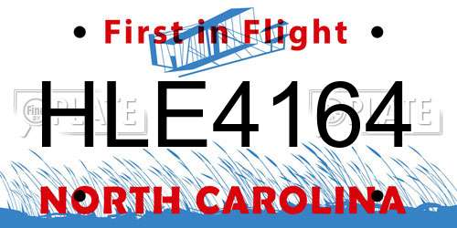HLE4164 North Carolina License Plate