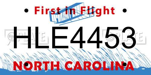 HLE4453 North Carolina License Plate