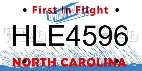 HLE4596 North Carolina License Plate