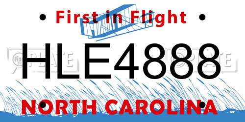 HLE4888 North Carolina License Plate