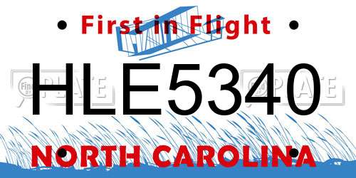 HLE5340 North Carolina License Plate