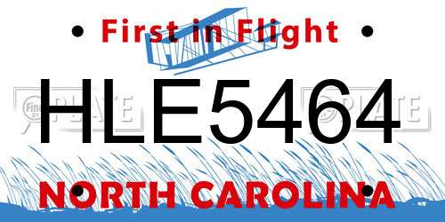 HLE5464 North Carolina License Plate