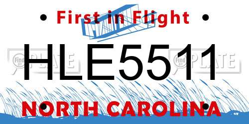 HLE5511 North Carolina License Plate